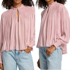 LoveShackFancy NWT Fernanda Blouse Ice Orchid Preppy Summer Womens S